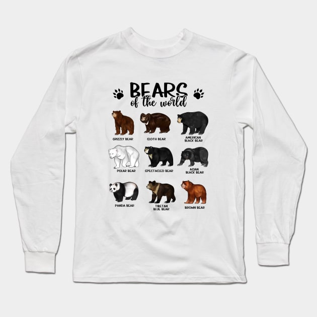 Bears of the world - Bears Long Sleeve T-Shirt by Modern Medieval Design